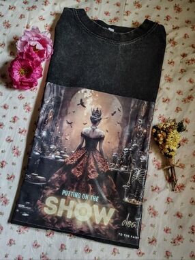 Death to the Fairytales Gothic Fantasy Art Shirt Black Acid Wash | Dark Romantic